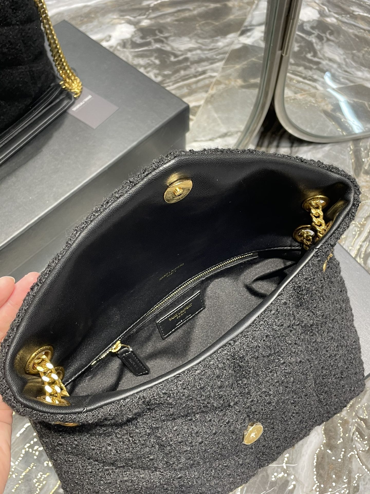 YSSL Puffer Small Chain Bag Black For Women, Women’s Bags 11in/29cm YSLâ