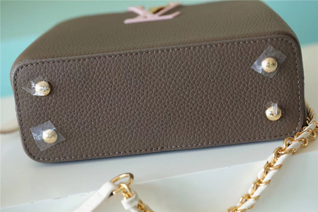 Louis Vuitton Capucines Mini Taurillon Smokey Brown Green/ Creme/ Pink For Women,  Shoulder And Crossbody Bags 21cm/8.3in Louis Vuitton