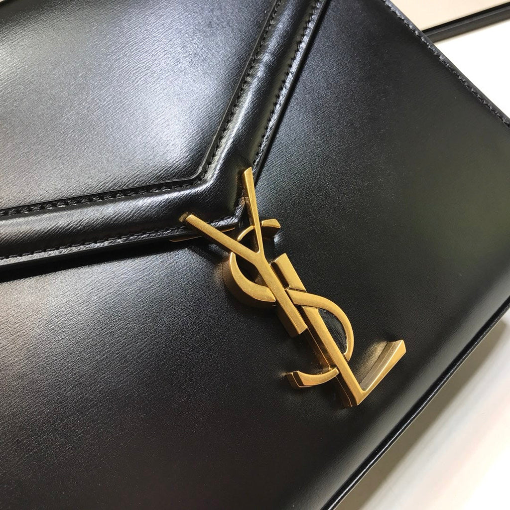 YSSL Cassandra Medium Top Handle Bag In Grain Black For Women 9in/24.5cm YSL 623931BOW0W1000