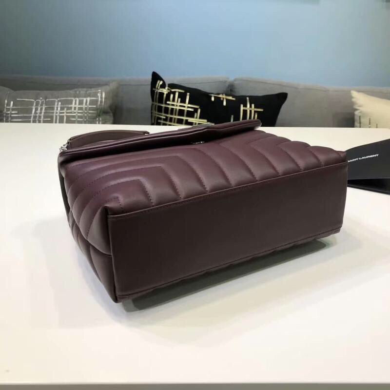 YSSL Loulou Small Chain Bag In MatelassÃ© "Y" Burgundy For Women 9.8in/23cm YSLÂ 
