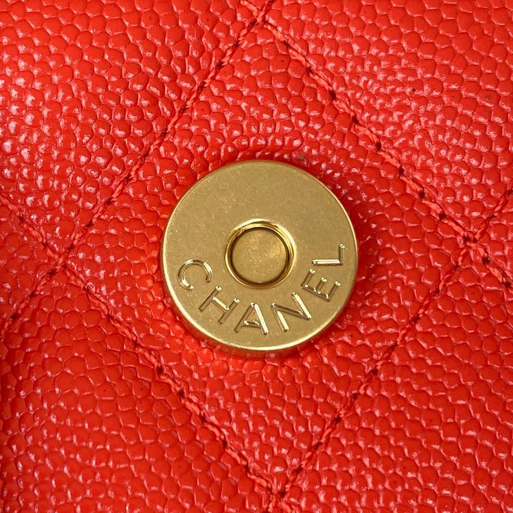 Chanel Clutch With Chain Gold Hardware Grained Shinny Red For Women Handbags, Shoulder Bags 4.7in/12cm AP2857