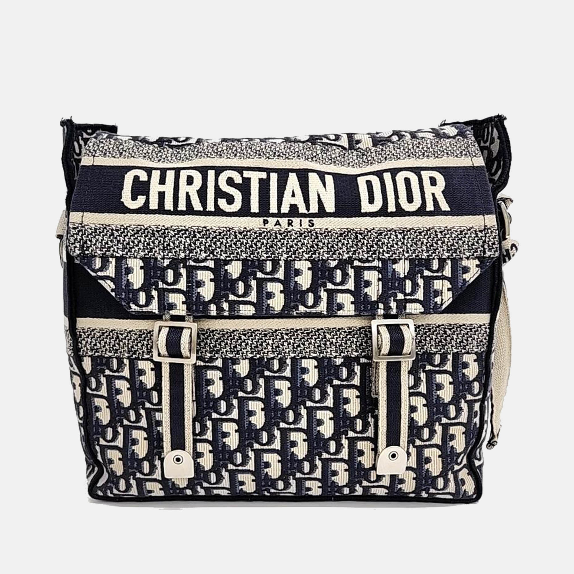 Christian Black Logo Oblique Diorcmap Messenger Bag