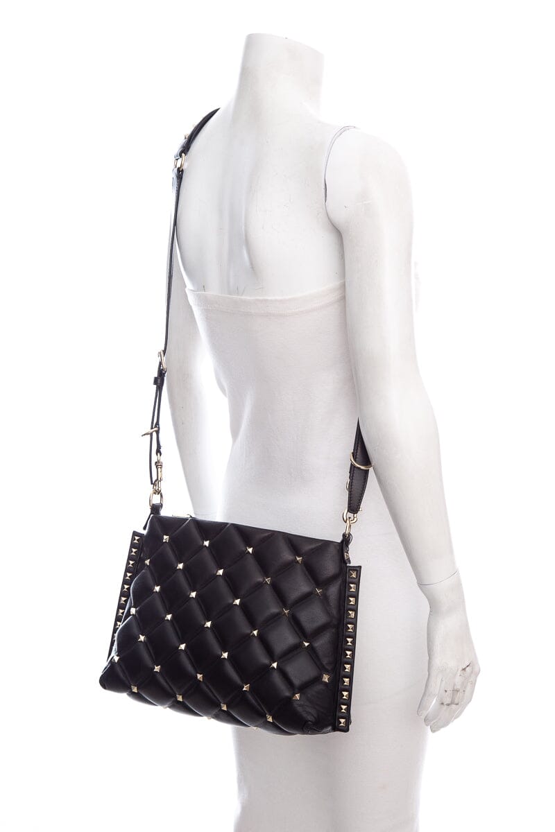 Valentino Black Candystud Shoulder Handbag