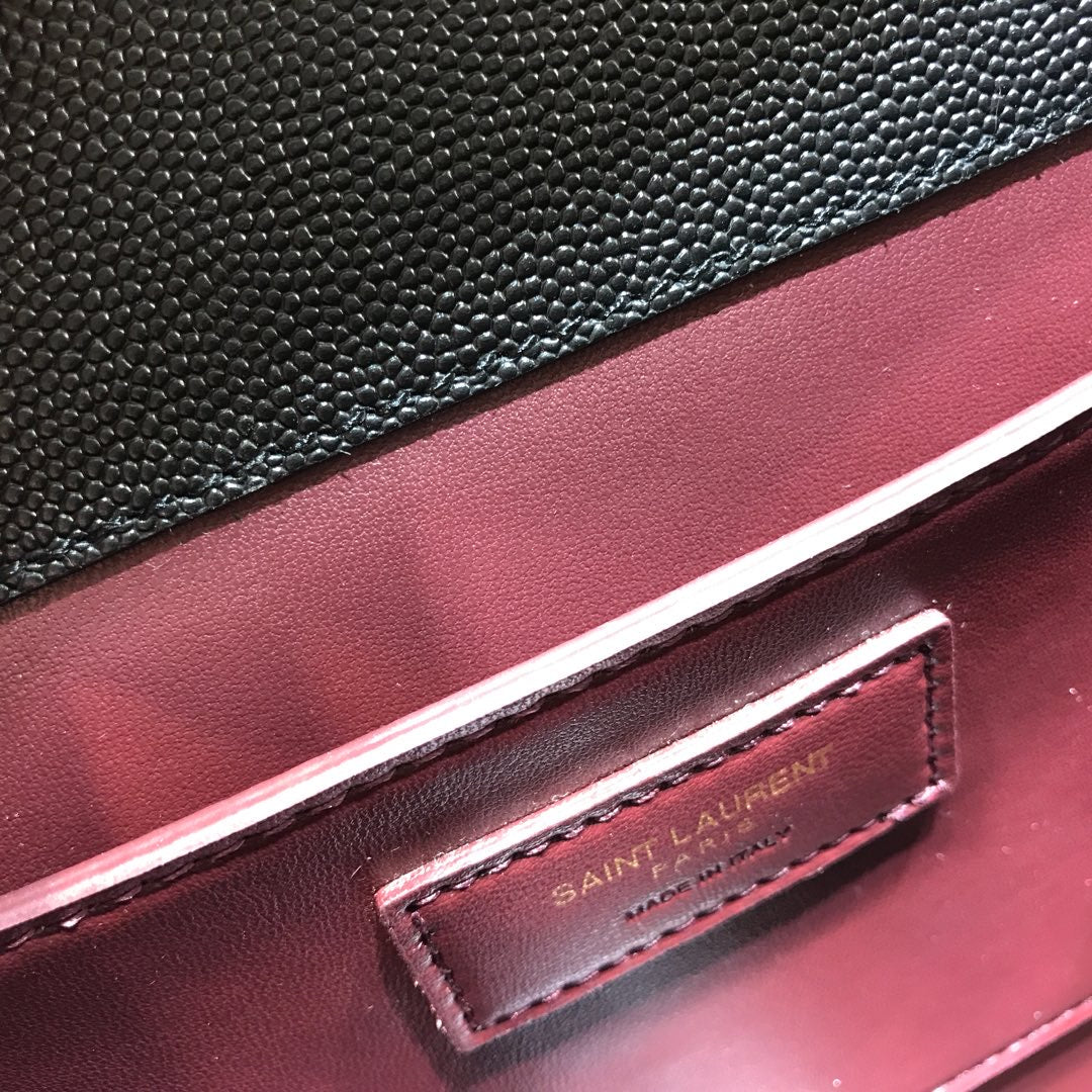 YSSL Cassandra Medium Top Handle Bag In Grain Black For Women 9in/24.5cm YSL