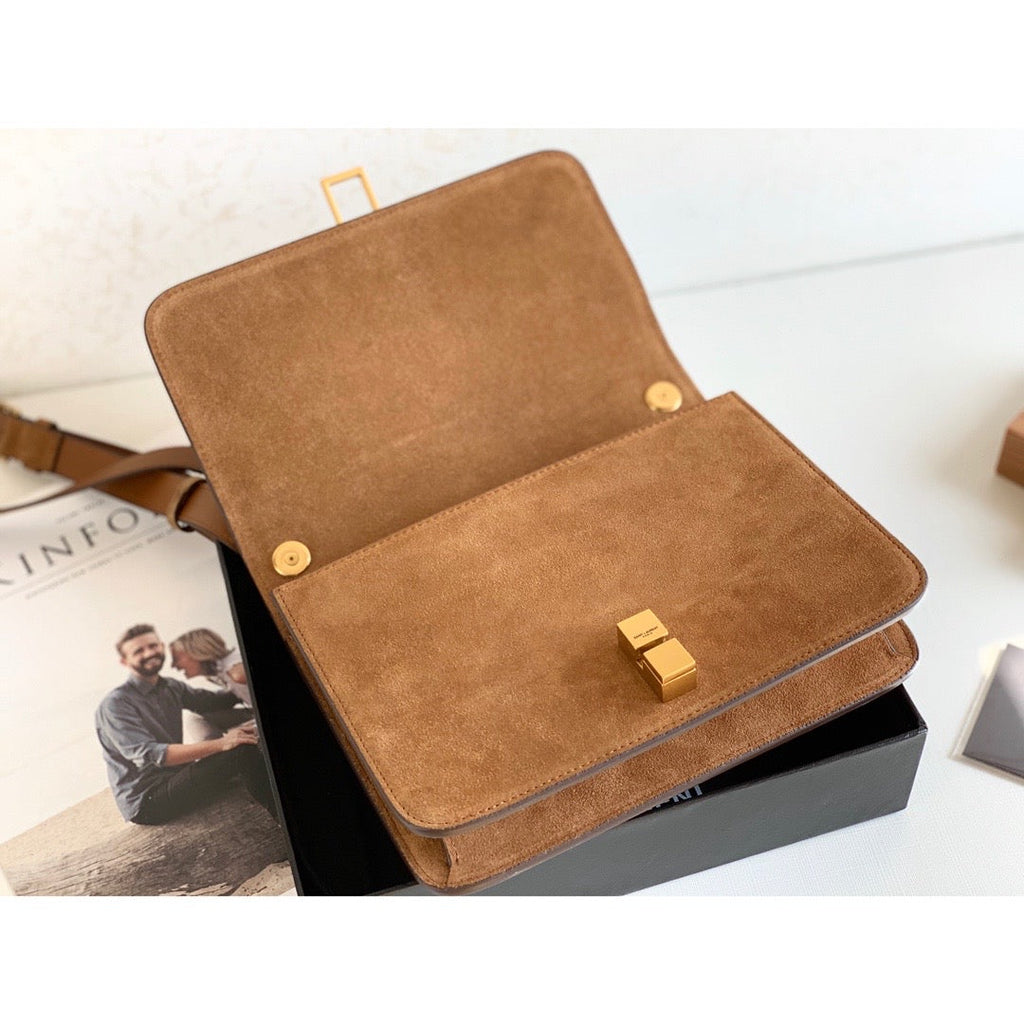 Top QualityÂ Le Carre Satchel Brown For Women 9in/23cm YSL