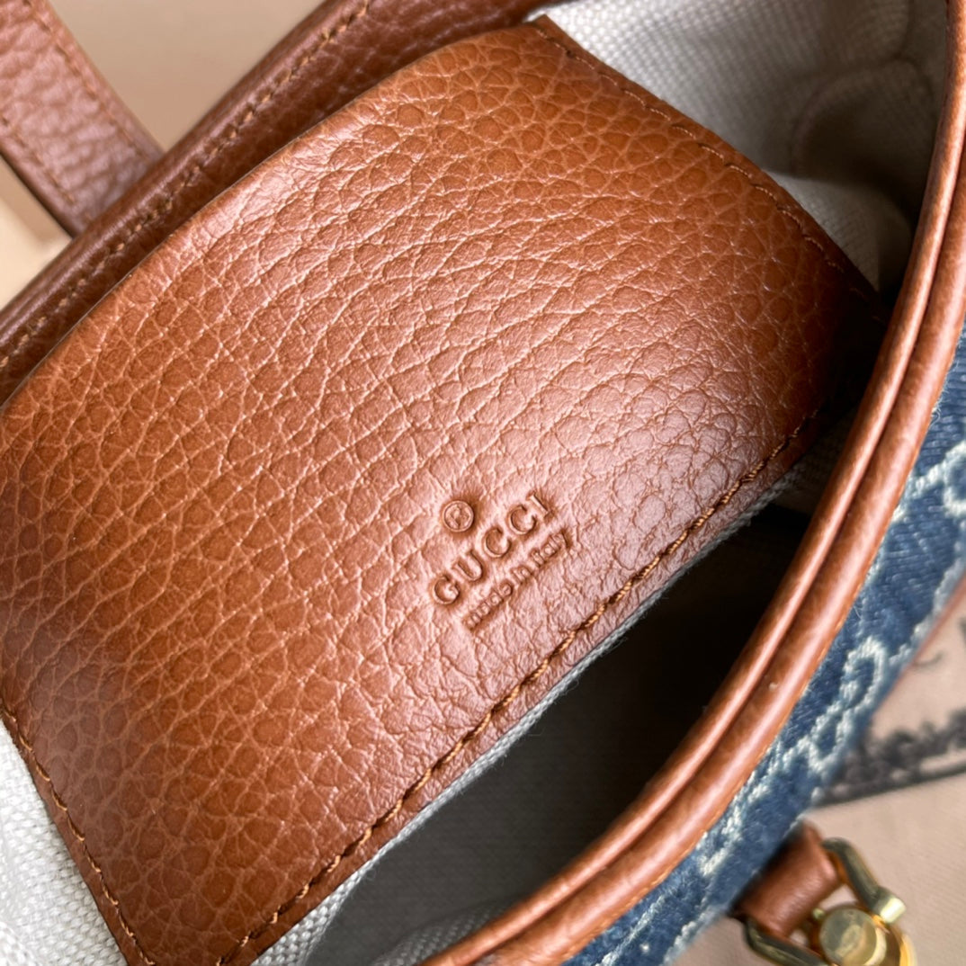 Jackie 1961 Mini Shoulder Bag Blue And Ivory Jacquard Denim For Women 7.5in/19cm Ã¢â‚¬Å½637092 2KQ8375