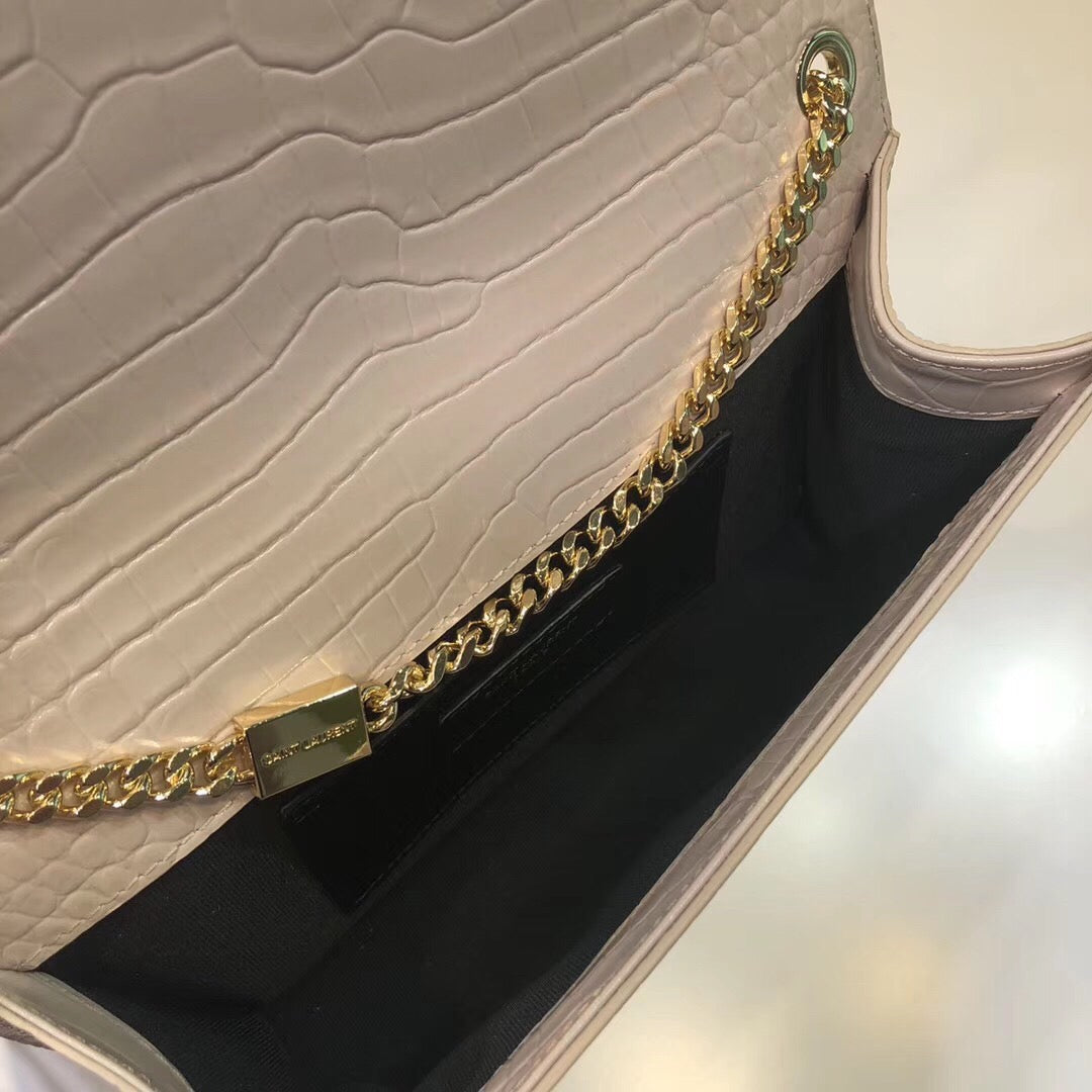 YSSL Kate Small Chain Bag With Tassel In Embossed Beige For Women 7.8in/20cm YSLÂ 