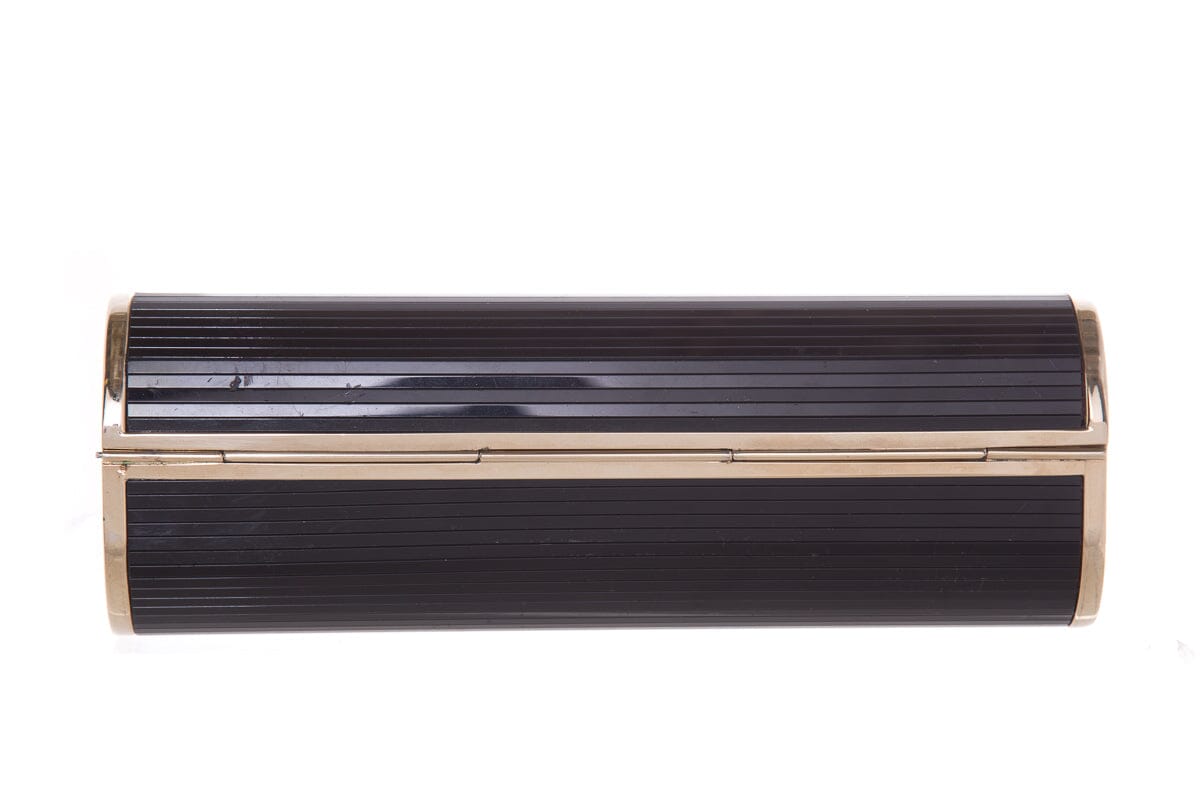 Jimmy Choo Black & Gold Cylinder Clutch