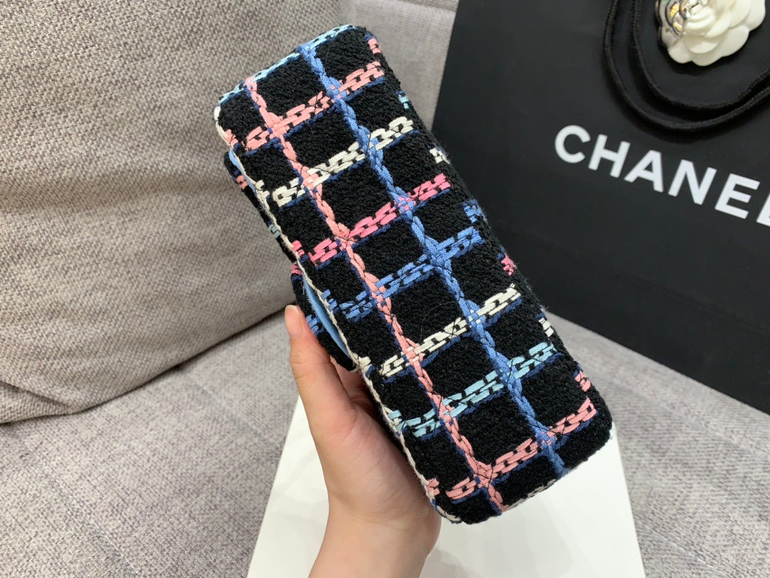 ChanelNavy Sparkle Tweed Classic Mini Rectangular GlamIap Bag For Women 20cm/7.5in