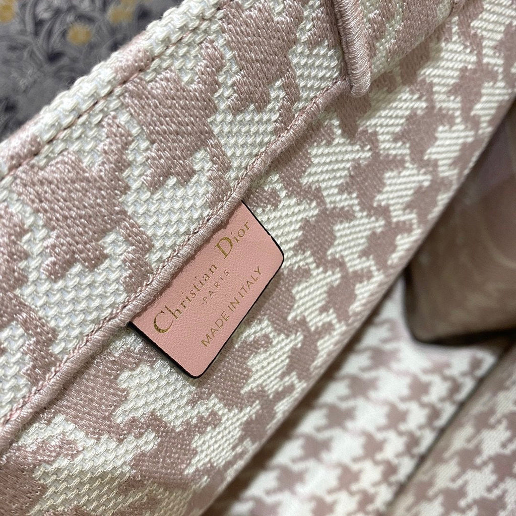 Dior Large Book Tote Pale Pink Houndstooth Embroidery, Pink, For Women Women’s Handbags, Shoulder Bags, 42cm CD