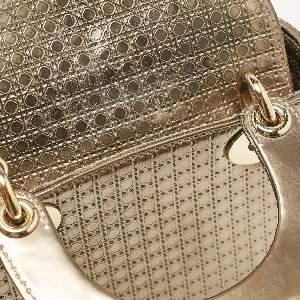 Dior Gold Microcannage  Leather Mini Lady Dior Tote
