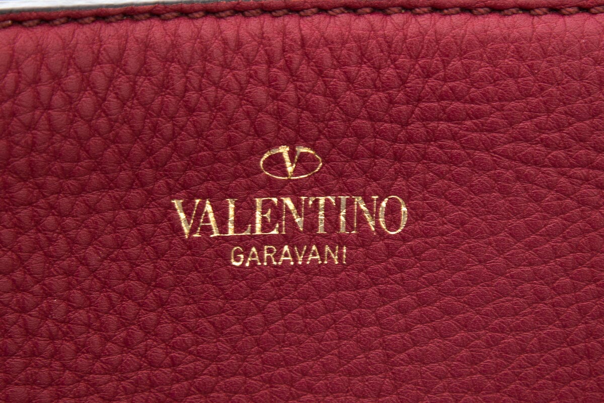 Valentino Red Grained Leather Shoulder Handbag