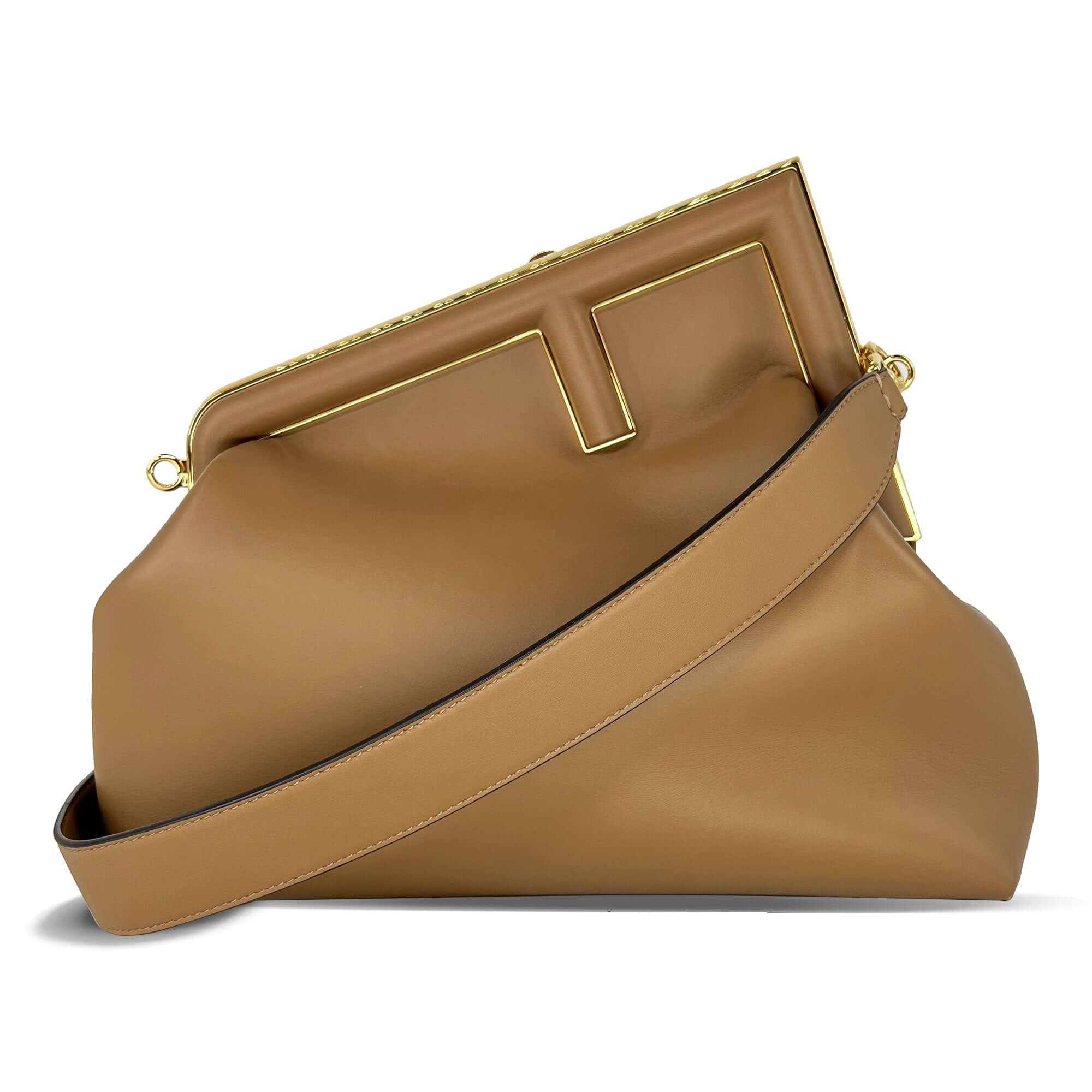 Fendi first medium clutch bag beige