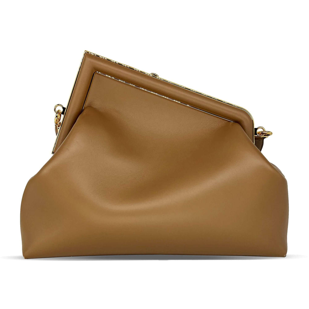 Fendi first medium clutch bag beige