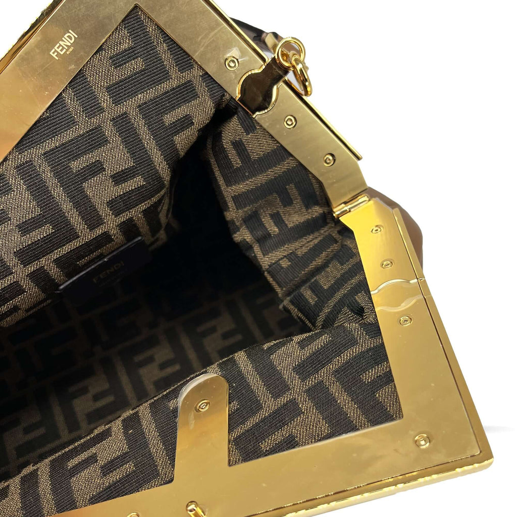 Fendi first medium clutch bag beige