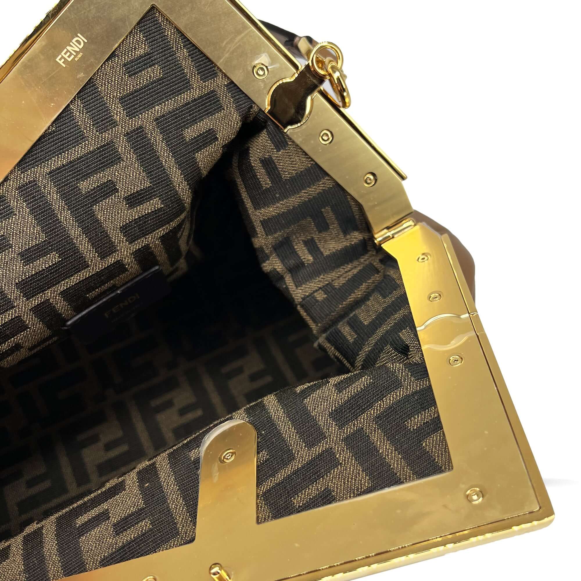 Fendi first medium clutch bag beige