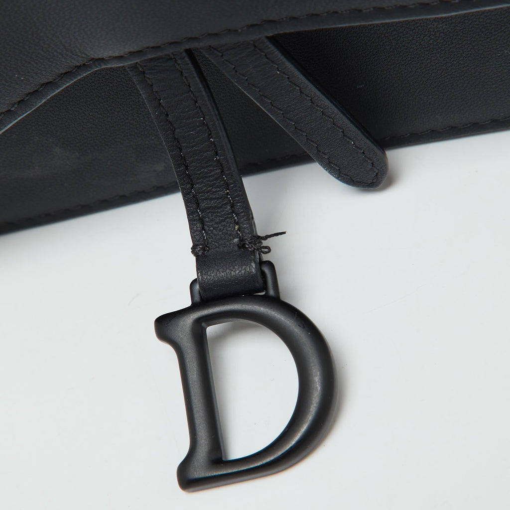 Dior Black Leather Saddle Flap Belt Bag
