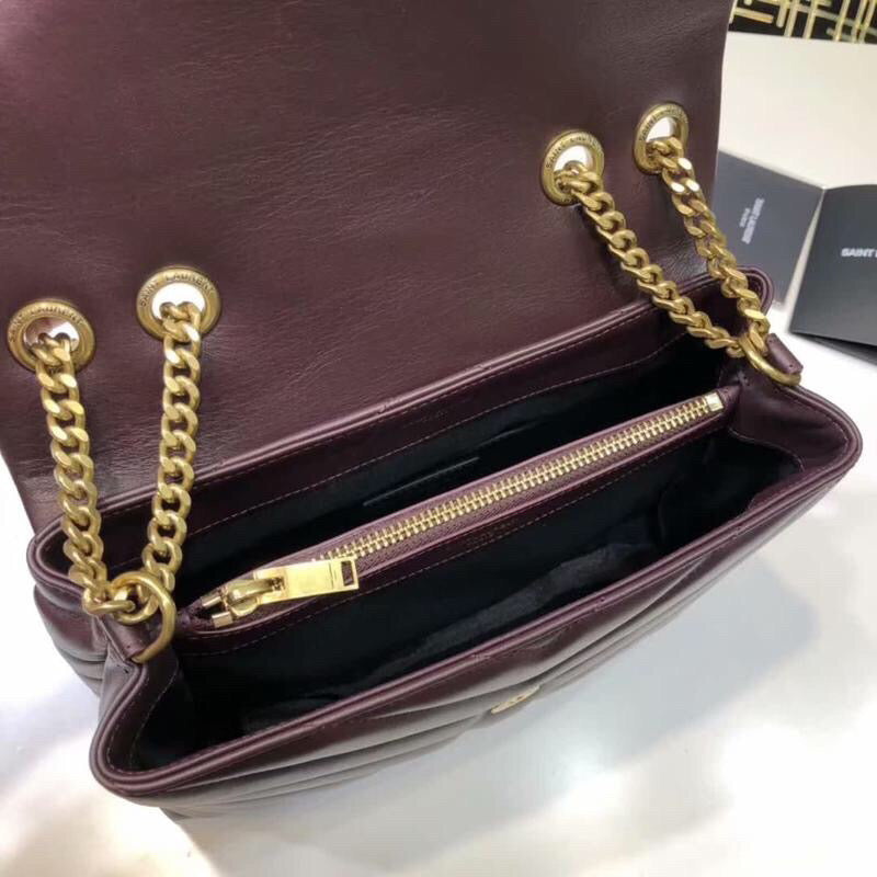 Top Quality Loulou Small Chain Bag In MatelassÃ© "Y" Burgundy For Women 9.8in/23cm YSL 494699DV7276475