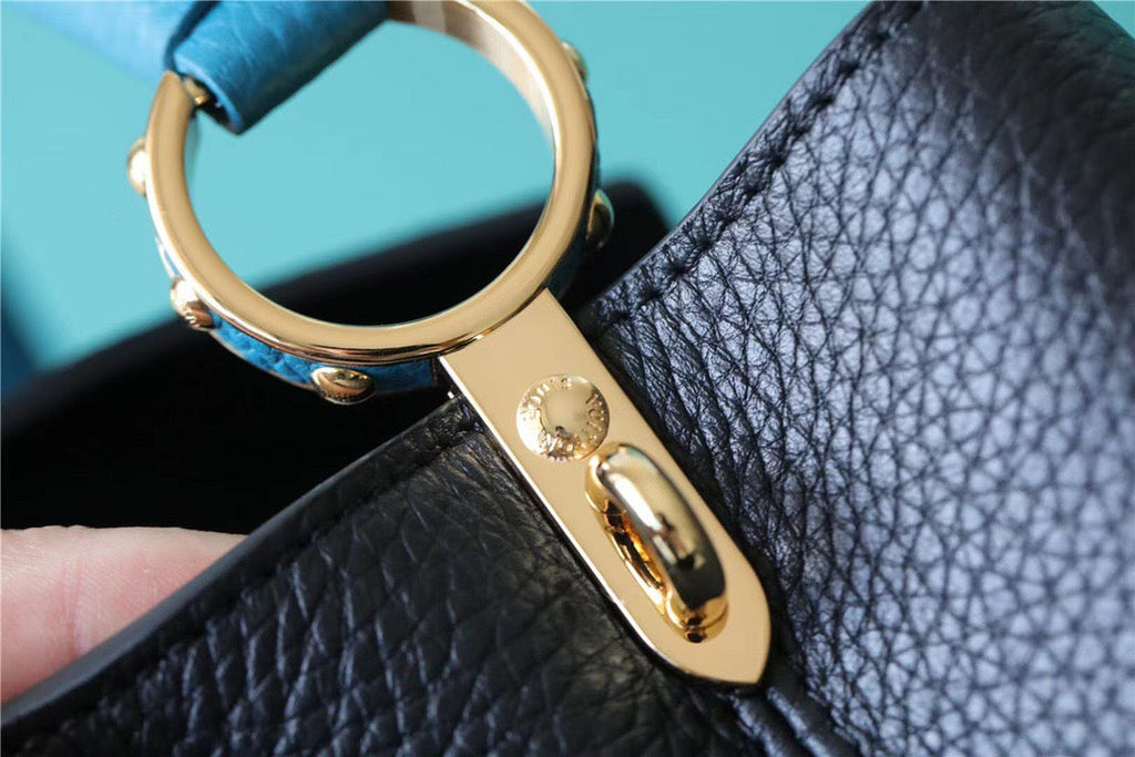 Louis Vuitton Capucines Taurillon Black/Blue For Women, WomenÃƒÂ¢Ã¢â€šÂ¬Ã¢â€žÂ¢s Bags, Shoulder And Crossbody Bags 10.6in/27cm Louis Vuitton