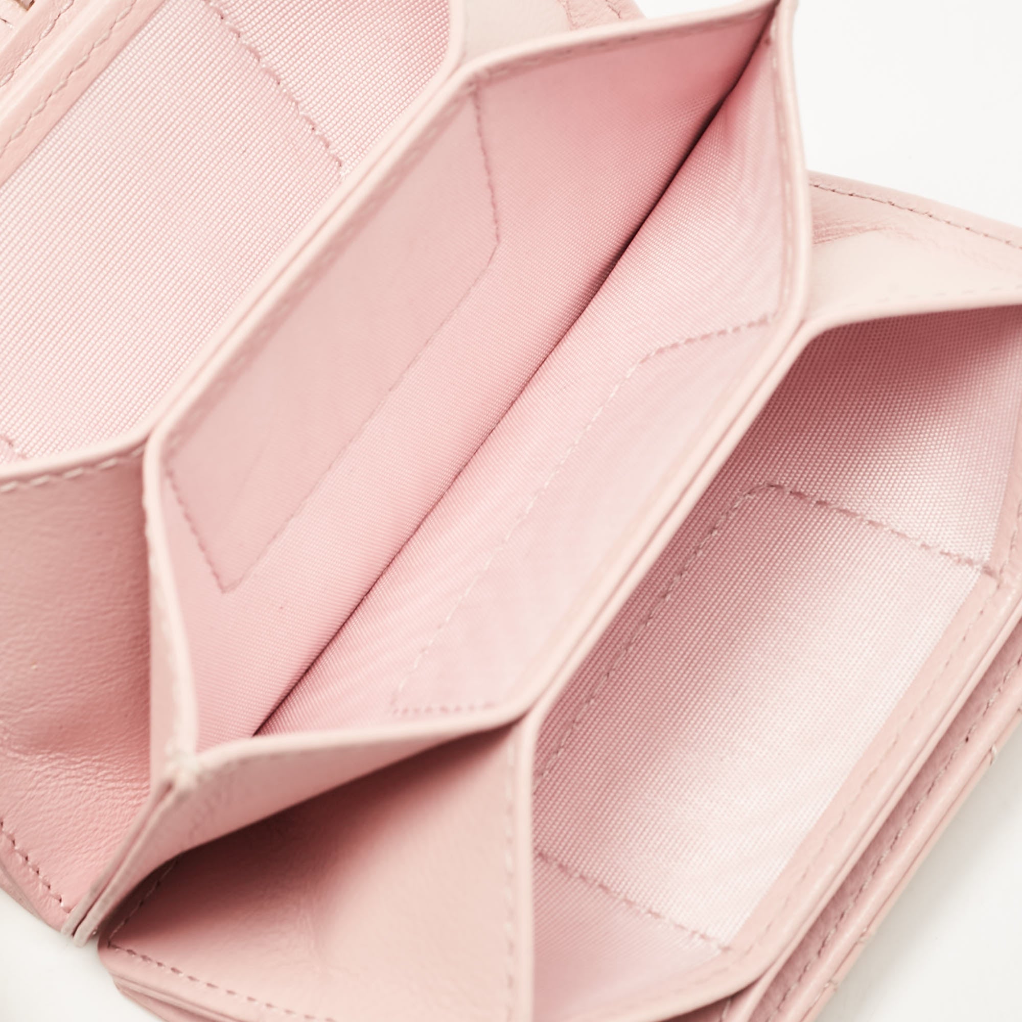 Dior Light Pink Cannage  Leather Jasmine Card Holder