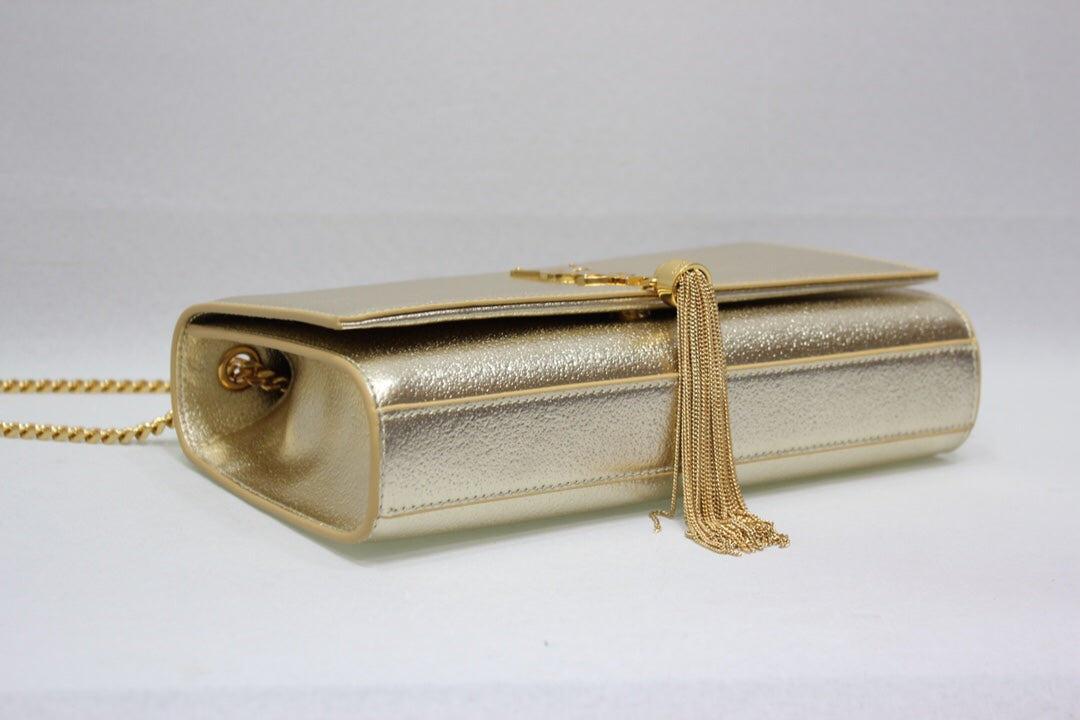 YSSL Kate Chain Wallet With Tassel Yellow Copper For Women 10in/26cm YSL