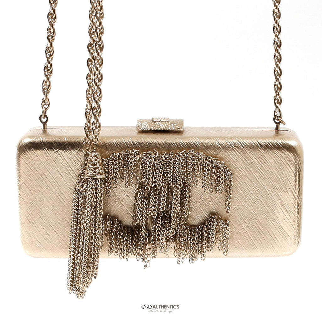 Chanel Gold CC Dripping Chains Box Clutch