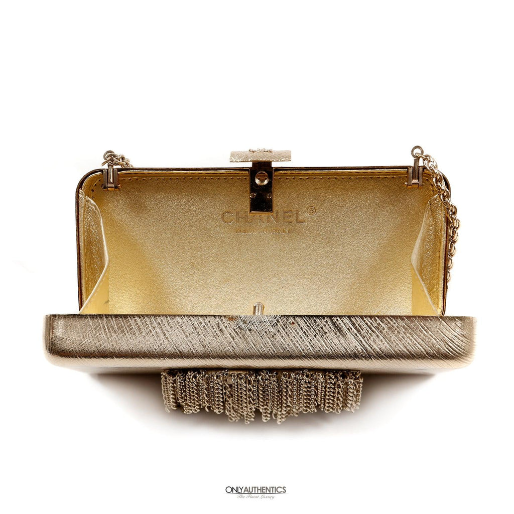 Chanel Gold CC Dripping Chains Box Clutch