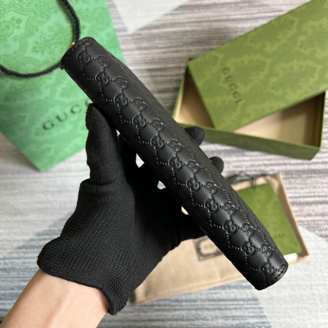 Gucci 449391 Marmont black 19cm Small G embossed cowhide