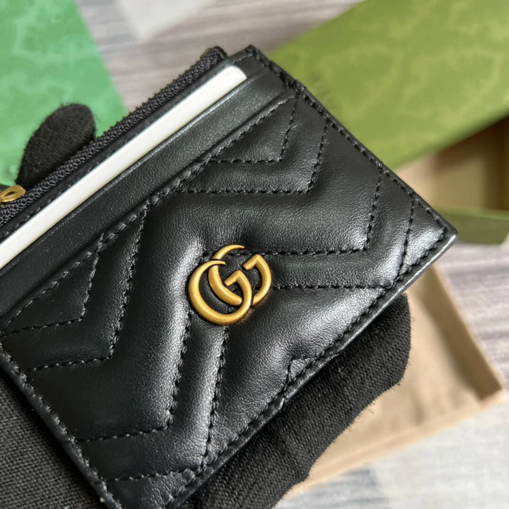 Gucci 627064 Marmont wallet 10cm black Canvas