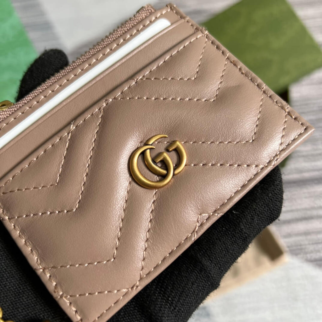 Gucci 627064 Marmont wallet 10cm Milk tea color Canvas