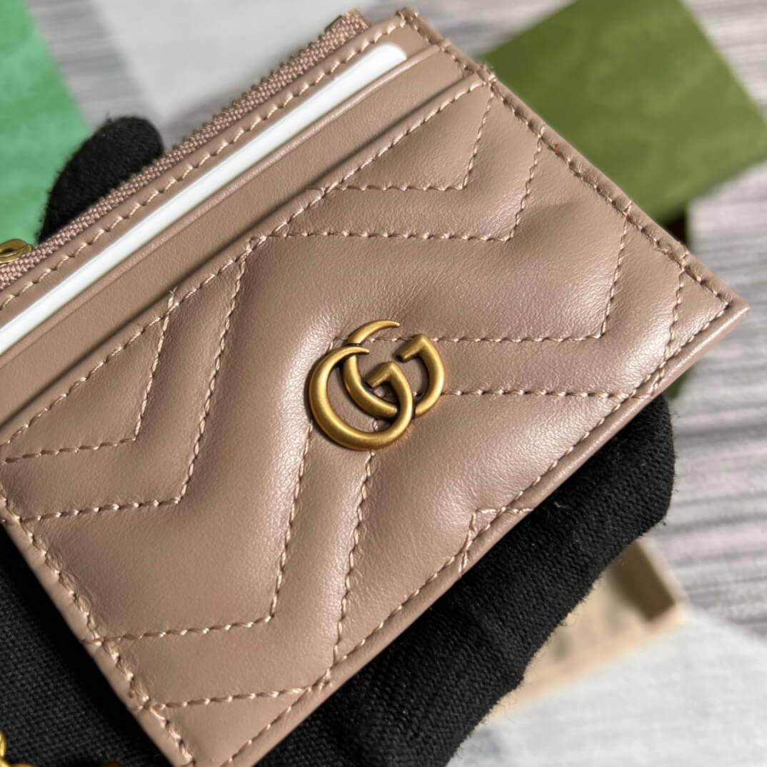 Gucci 627064 Marmont wallet 10cm Milk tea color Canvas