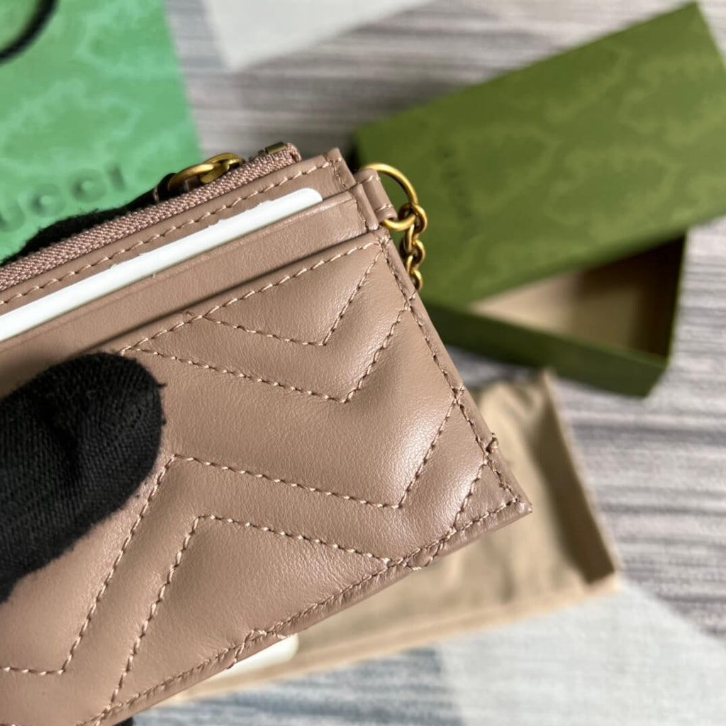 Gucci 627064 Marmont wallet 10cm Milk tea color Canvas