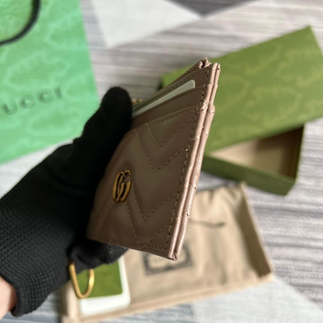 Gucci 627064 Marmont wallet 10cm Milk tea color Canvas