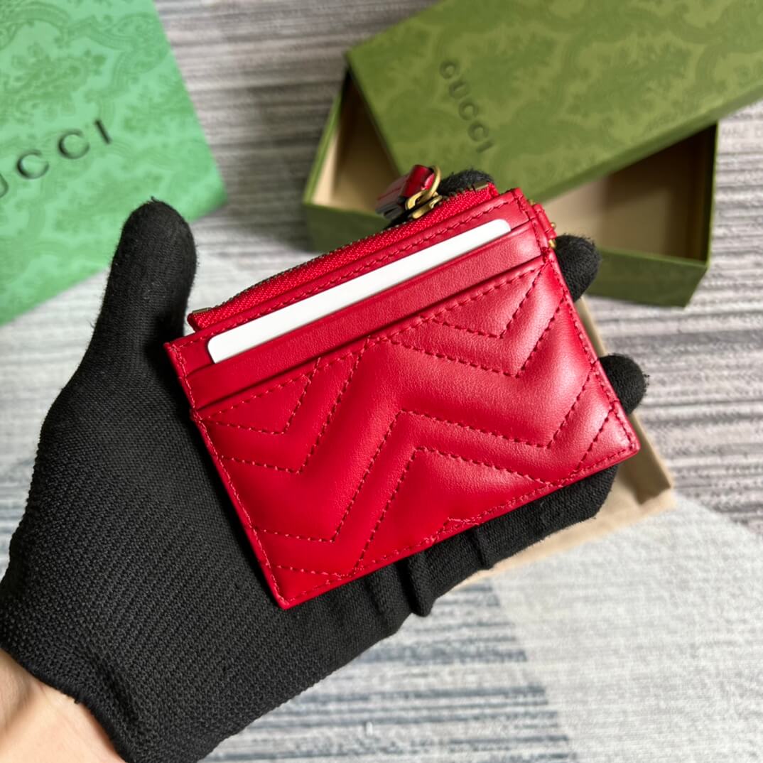 Gucci 627064 Marmont wallet 10cm red COWHIDE