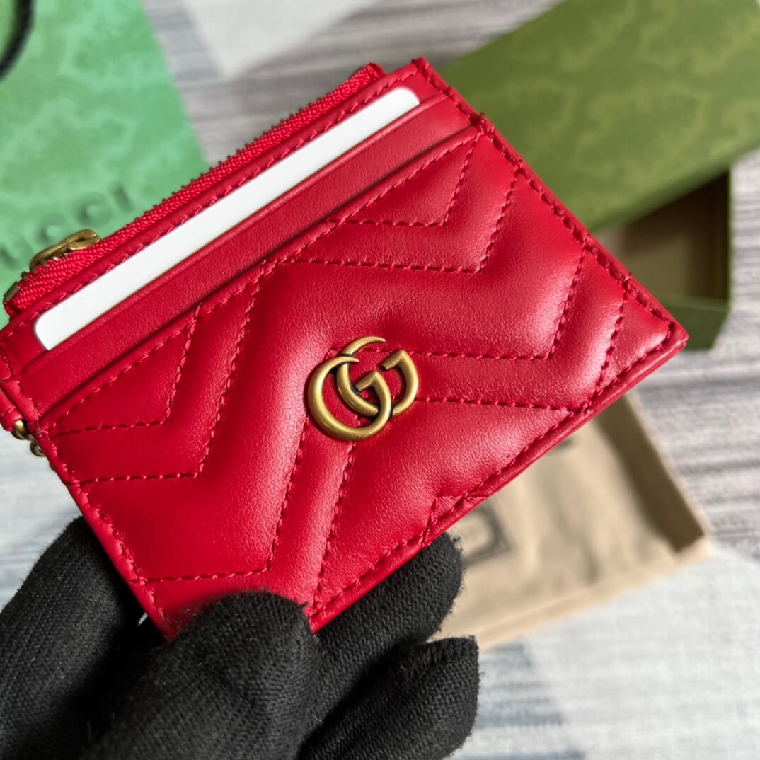 Gucci 627064 Marmont wallet 10cm red COWHIDE