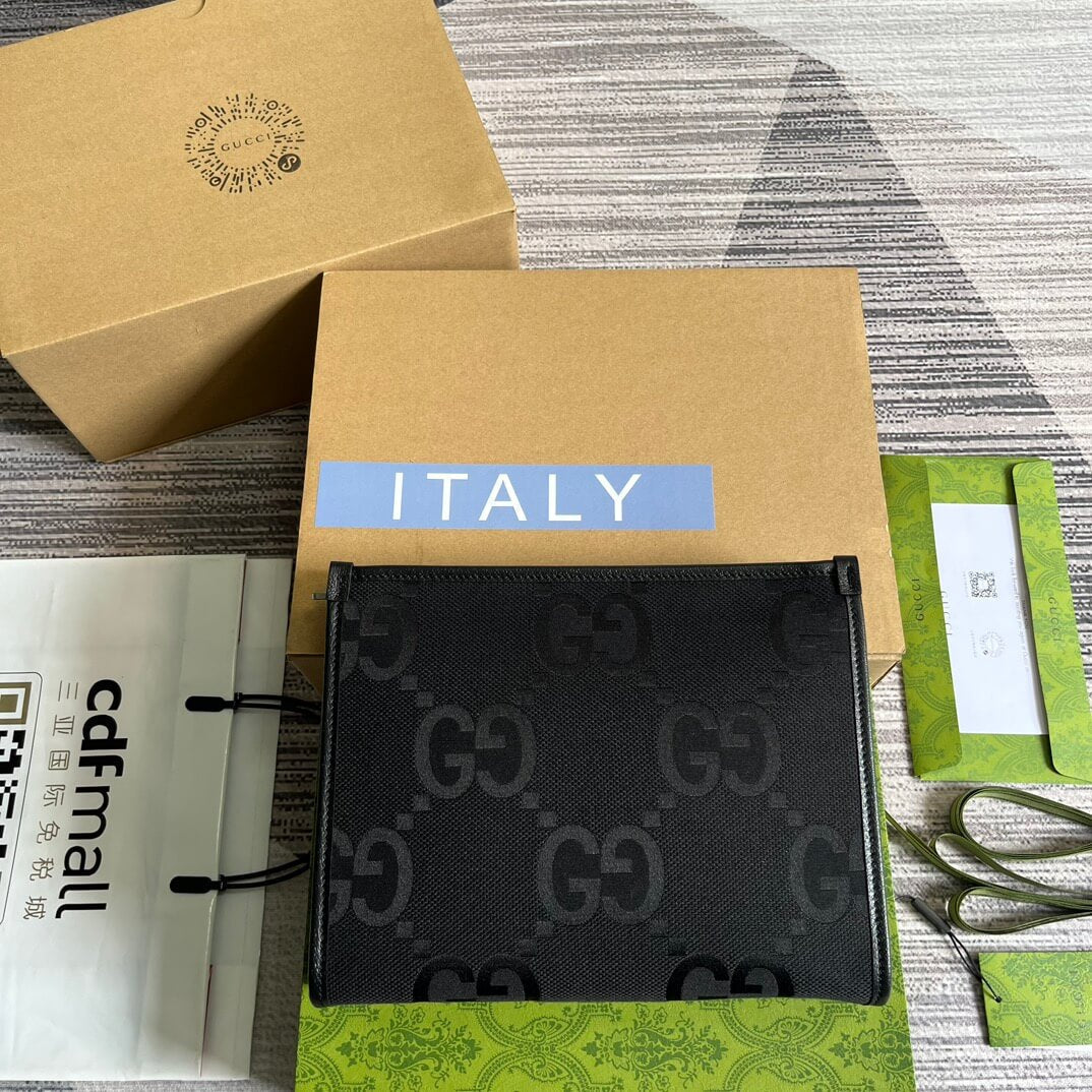 Gucci 699318 clutch bag wallet 26CM black Free shipping