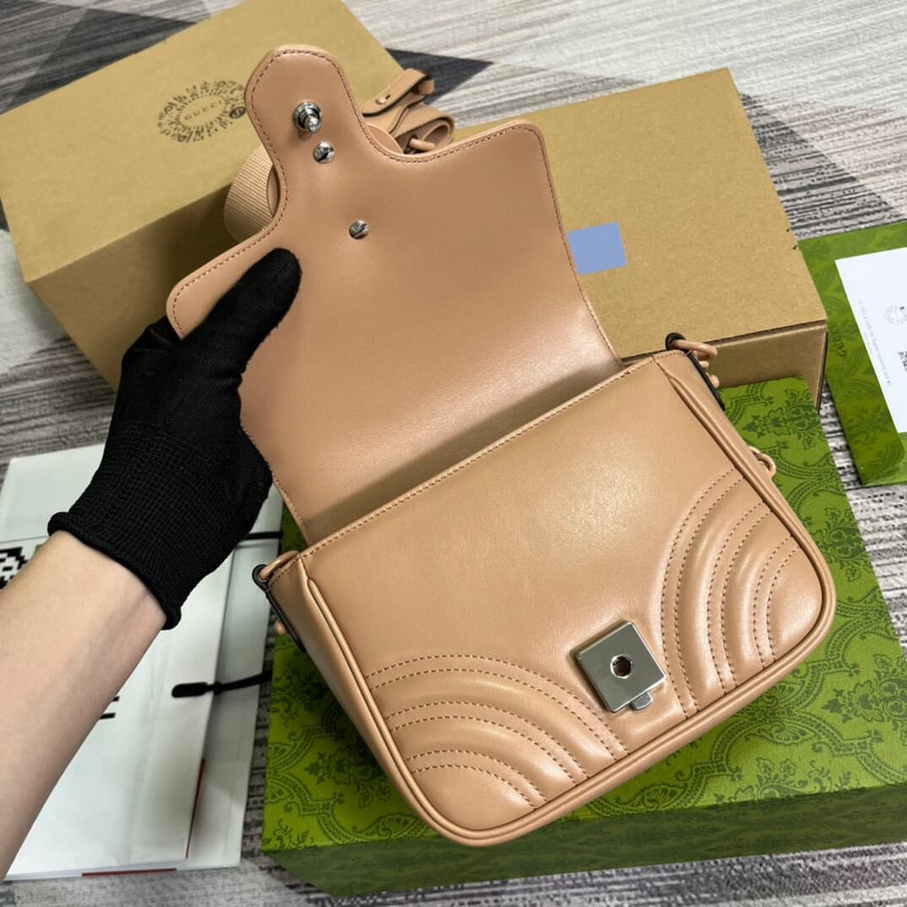 Gucci 739681 Marmont shoulder bag 18cm rose beige Leather
