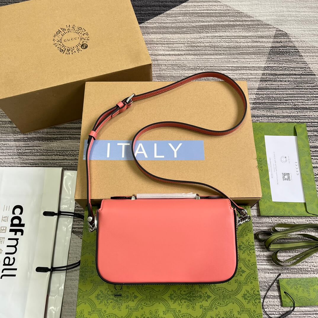 Gucci 739722 Petite Gucci cross body bags 21cm pink Leather