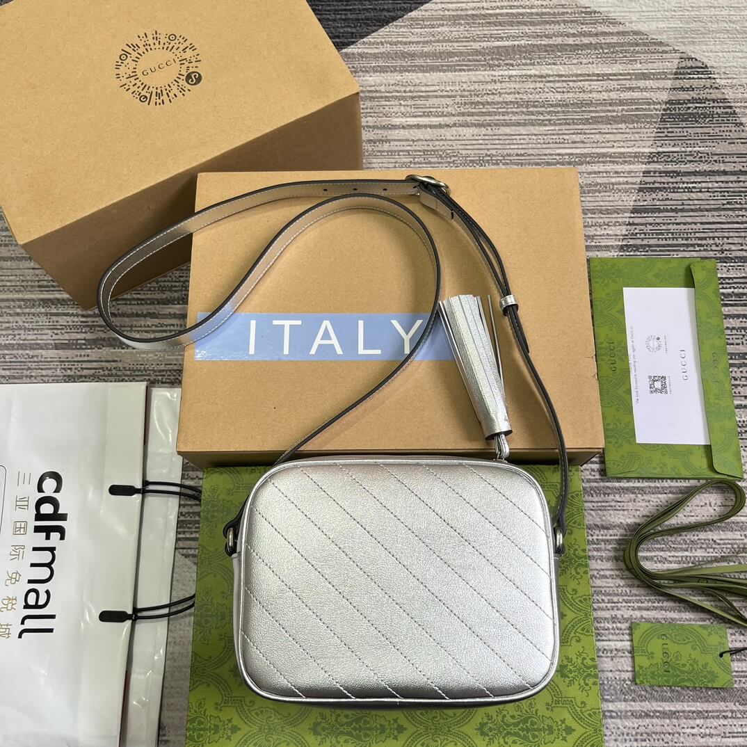 Gucci 742360 Blondie shoulder bag 21cm Silver leather Free shipping