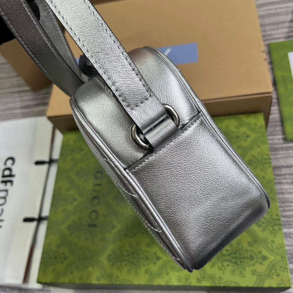 Gucci 742360 Blondie shoulder bag 21cm Silver leather Free shipping