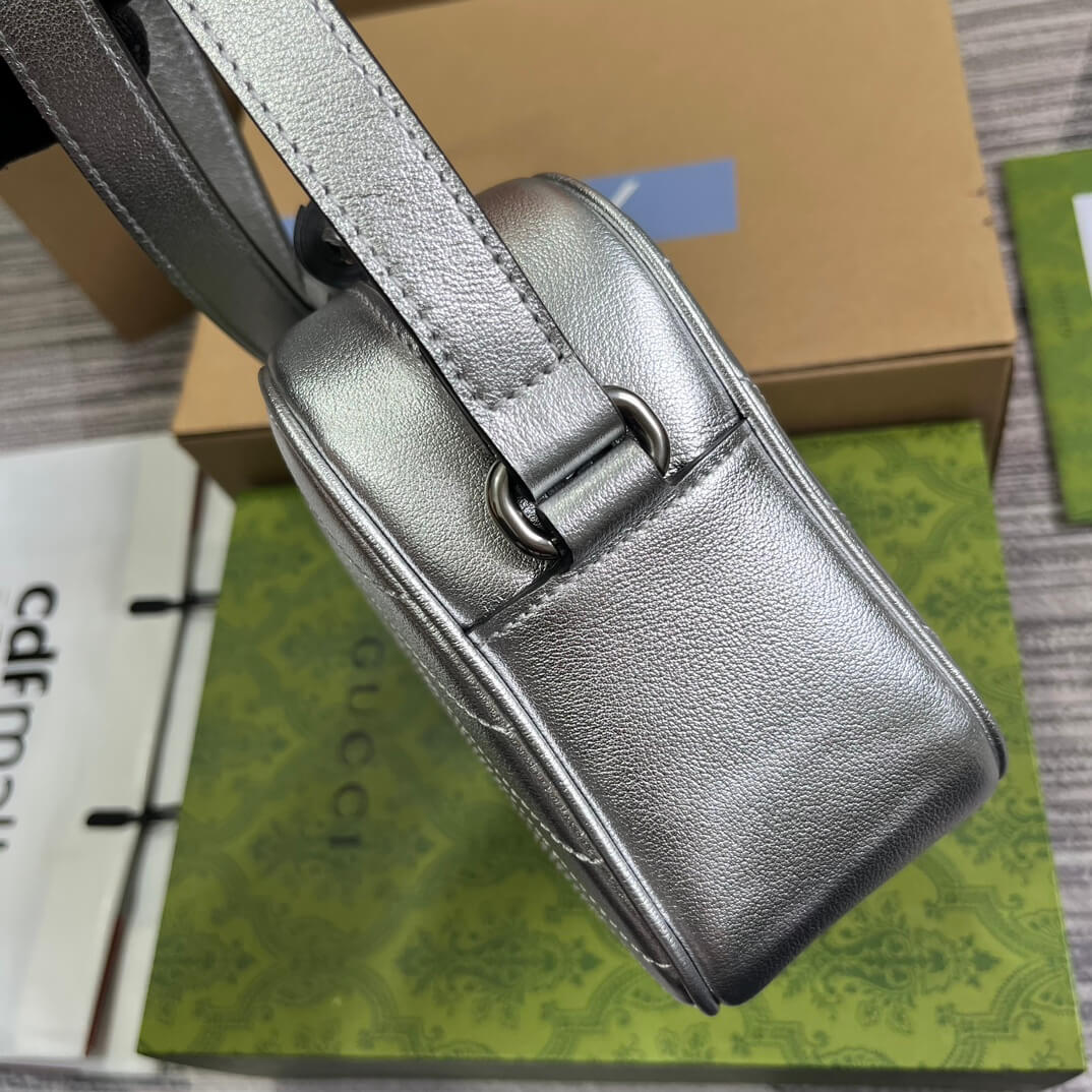 Gucci 742360 Blondie shoulder bag 21cm Silver leather Free shipping
