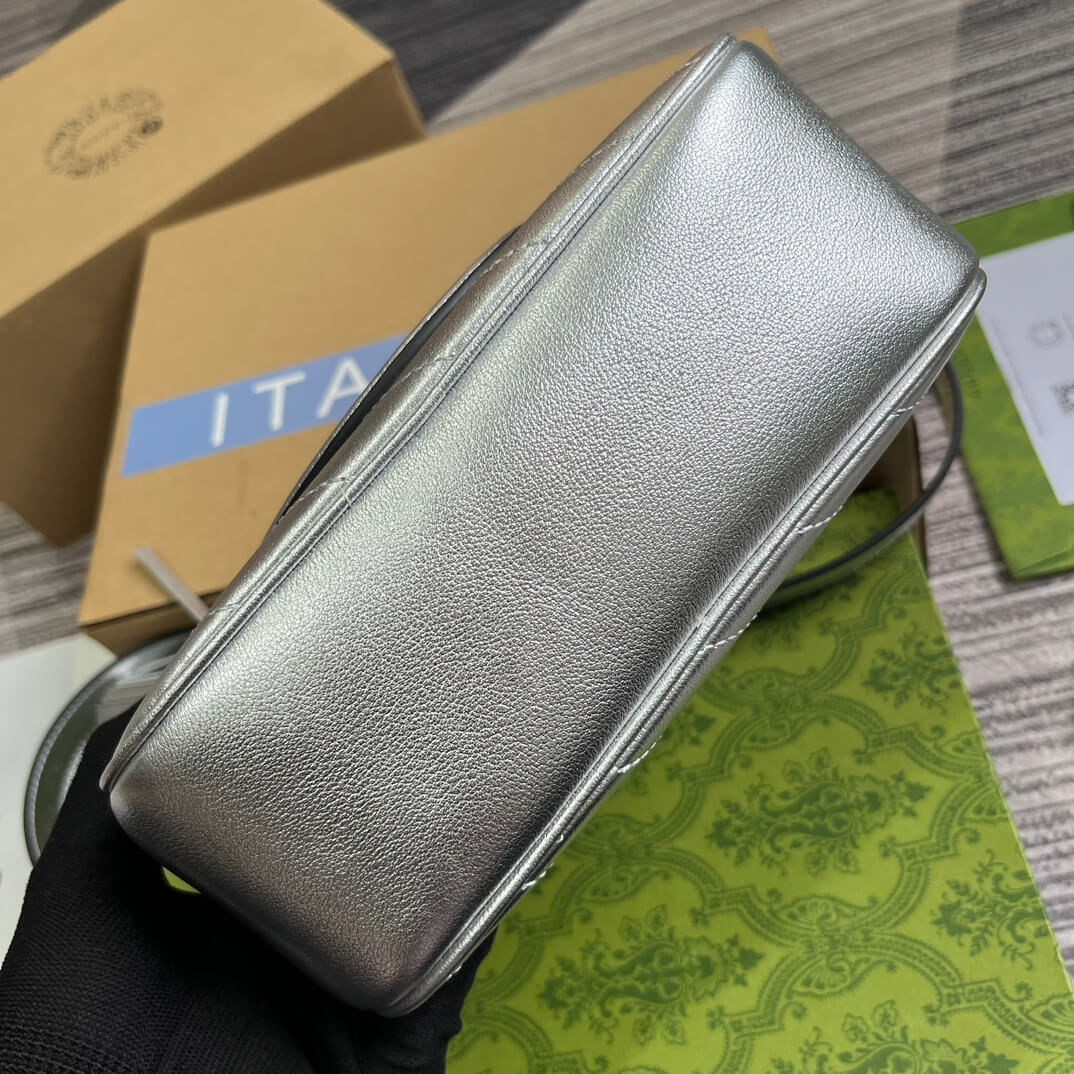 Gucci 742360 Blondie shoulder bag 21cm Silver leather Free shipping
