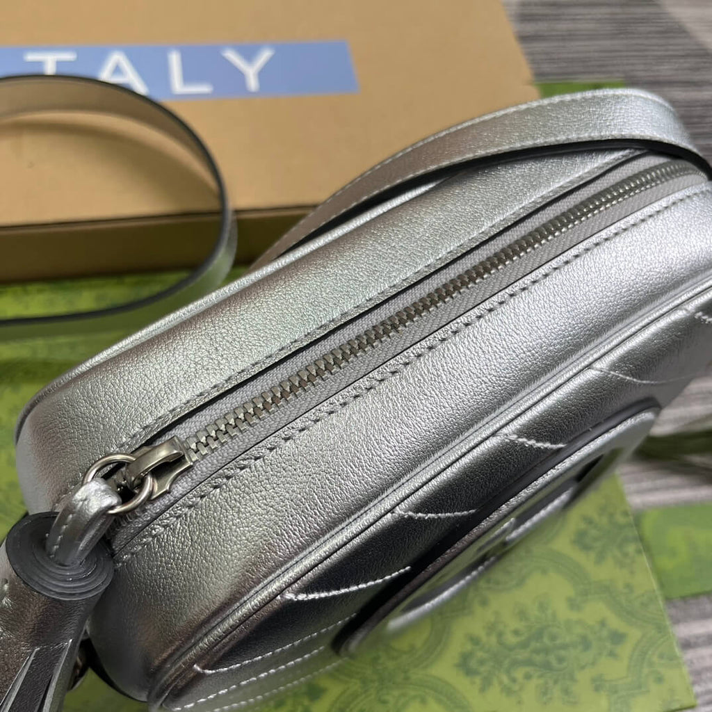 Gucci 742360 Blondie shoulder bag 21cm Silver leather Free shipping