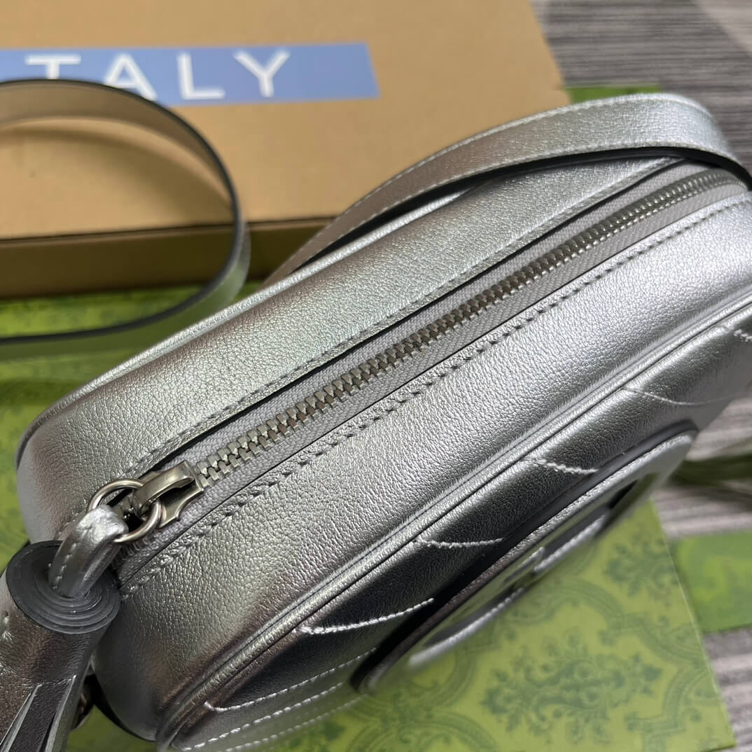 Gucci 742360 Blondie shoulder bag 21cm Silver leather Free shipping