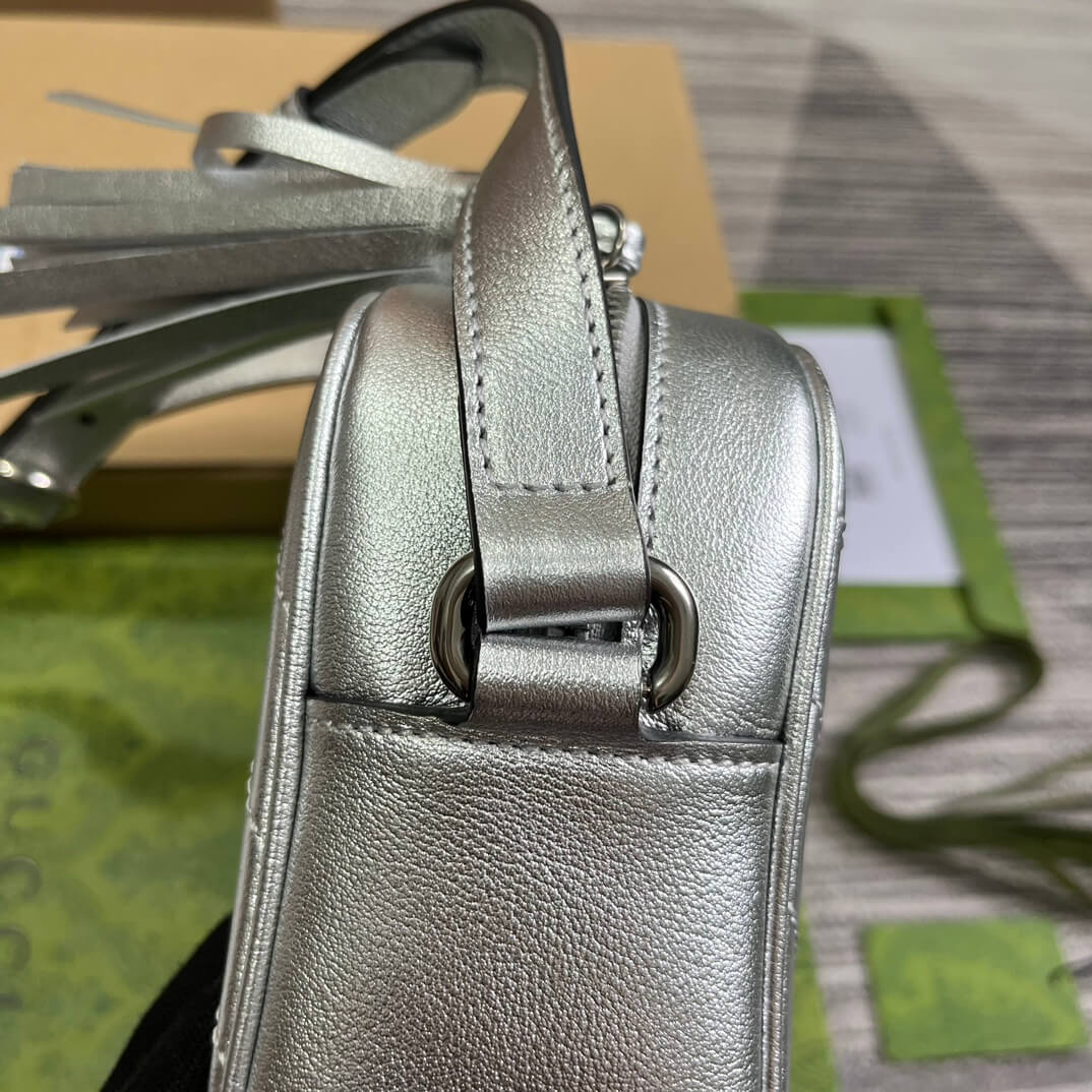 Gucci 742360 Blondie shoulder bag 21cm Silver leather Free shipping