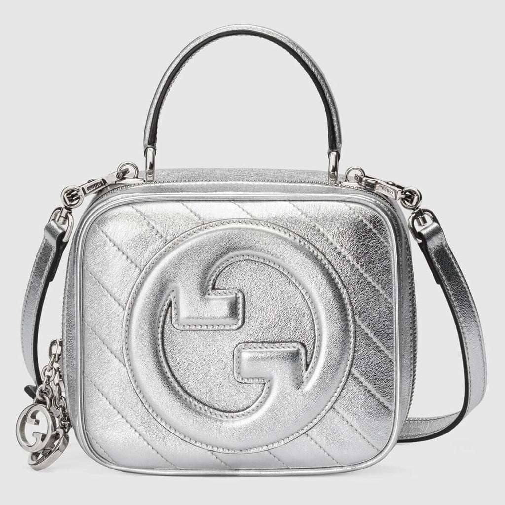 Gucci 744434 Blondie Handbag 17cm silver Leather
