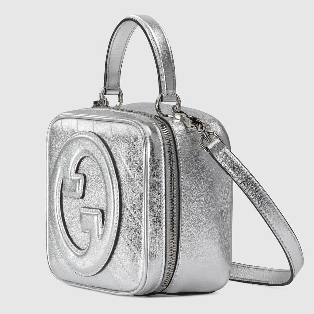 Gucci 744434 Blondie Handbag 17cm silver Leather