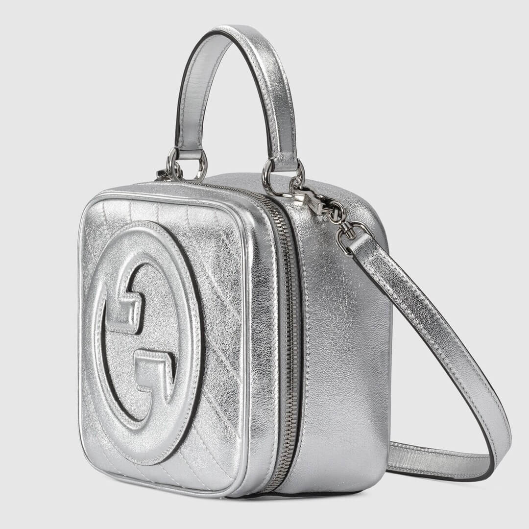 Gucci 744434 Blondie Handbag 17cm silver Leather
