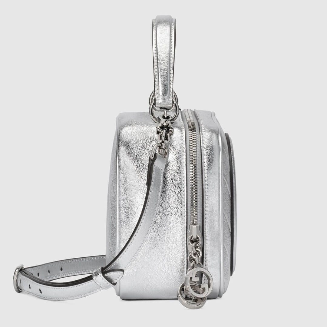 Gucci 744434 Blondie Handbag 17cm silver Leather