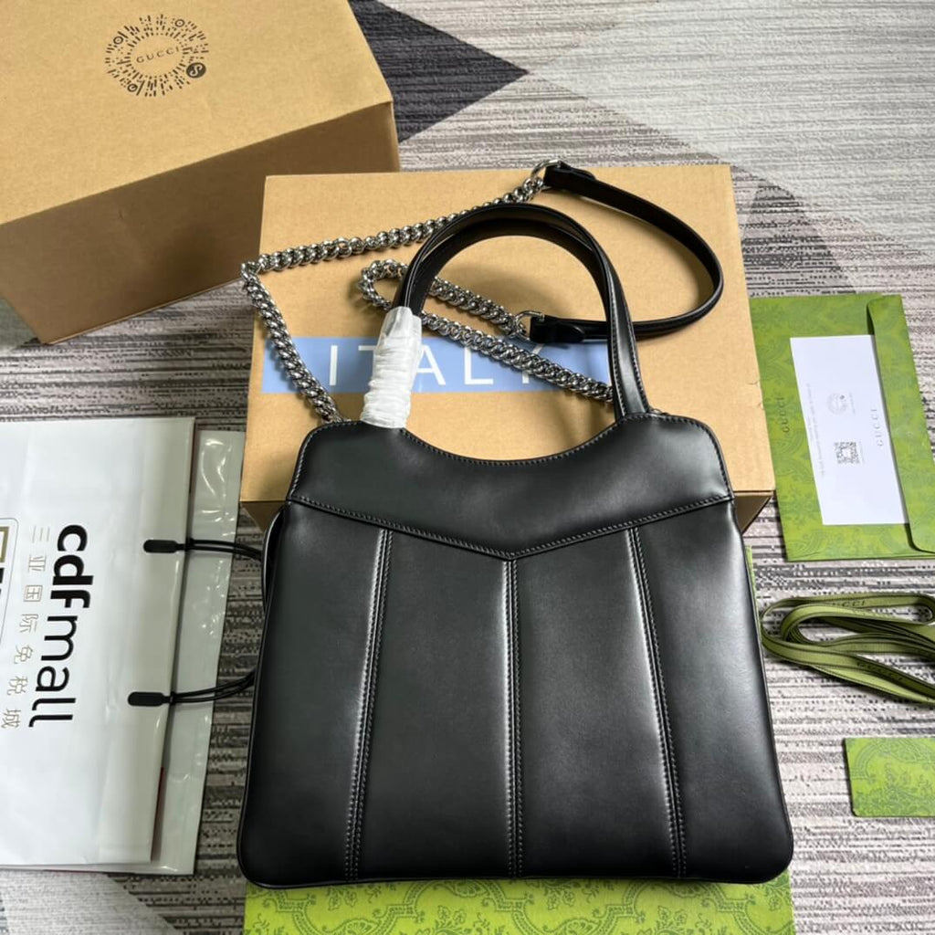 Gucci 745918 totes Handbag 28cm Black/Genuine Leather